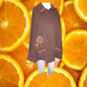 Bob Mackie Brown Full Zip Aztec Design Full Zip Lightweight Jacket Size‎ XL